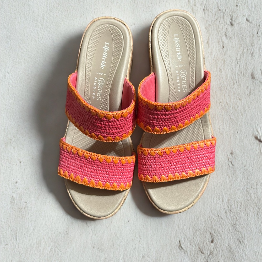 Life Stride Women's Vibrant Pink and Orange Sandals